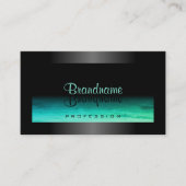 Carte De Visite Moderne Noir Lumineux Turquoise Motif Élégant (Devant)