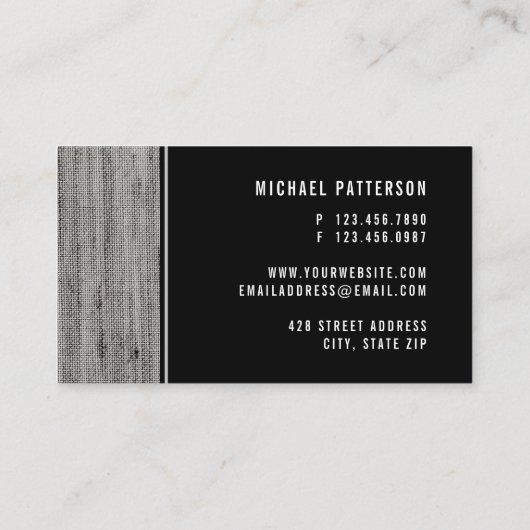 Carte De Visite Moderne Noir Texturé (Dos)
