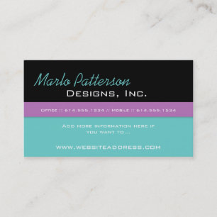 Carte de visite moderne : : Noir, turquoise et