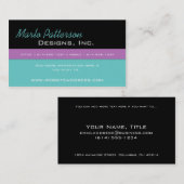 Carte de visite moderne : : Noir, turquoise et (Devant / Derrière)