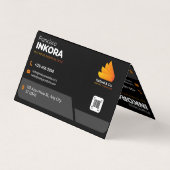 Carte de visite moderne noire et or avec code QR (Dos)