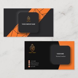 Carte de visite moderne noire orange or