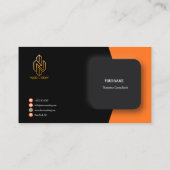 Carte de visite moderne noire orange or (Dos)