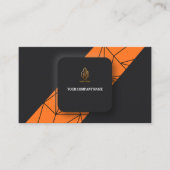 Carte de visite moderne noire orange or (Devant)