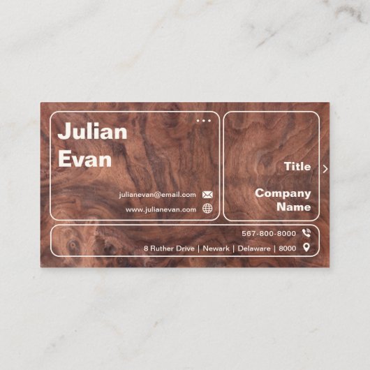 Carte De Visite Moderne Ombre foncé Grain en bois Gras Audacieux T (Dos)