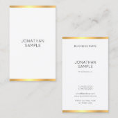 Carte De Visite Moderne Or Blanc Simple Elégant Modèle tendance (Devant / Derrière)