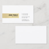 Carte De Visite Moderne Or Blanc Simple Modèle Professionnel (Devant / Derrière)