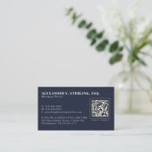 Carte De Visite Moderne Or Navy Minuit Or Code QR Professionnel (Debout devant)