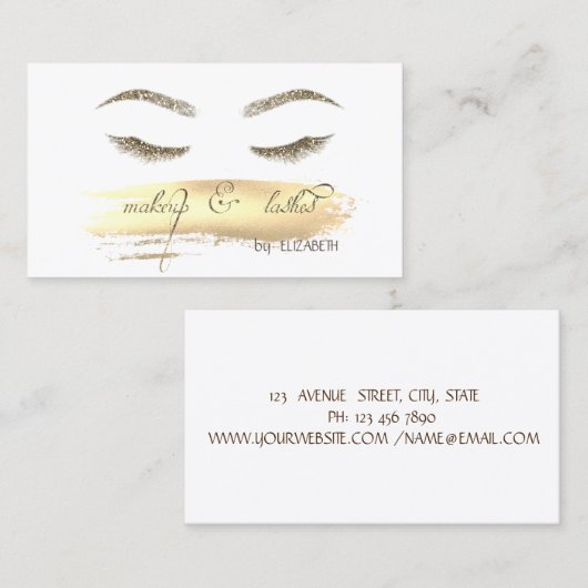 Carte De Visite Moderne, Parties scintillant Lashes, Pinceau (Devant / Derrière)