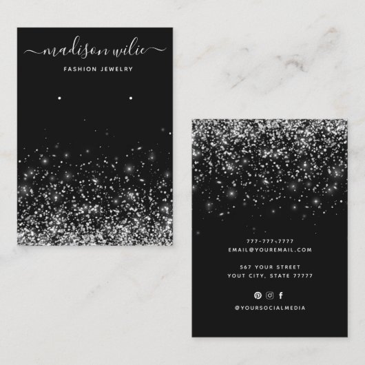Carte De Visite Moderne parties scintillant simple boucles d'oreil (Devant / Derrière)