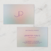 Carte De Visite Moderne Pastel Colors Monogram Élégant Modèle (Devant / Derrière)
