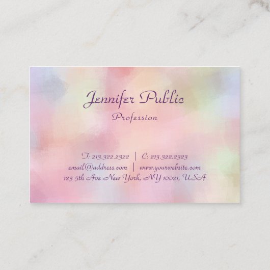 Carte De Visite Moderne Pastel Colours Calligraphie Script Modèle (Dos)