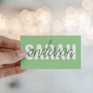 Carte De Visite Moderne Pastel Green Beauty Personnalisé Vous Nom
