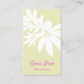 Carte De Visite Moderne Pastel Green Feuilles Branche Pink Script (Devant)