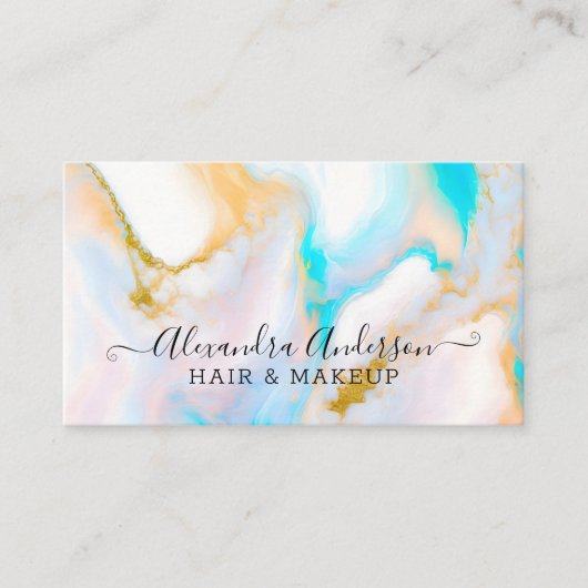 Carte De Visite Moderne Pastel Opal Et Or (Devant)