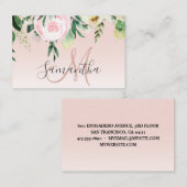 Carte De Visite Moderne Pastel Rose & Fleurs Avec Nom (Devant / Derrière)
