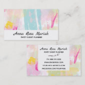 Carte De Visite *~* Moderne Pastel Turquoise Rose Jaune Abstrait (Devant / Derrière)