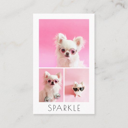 Carte De Visite Moderne Personnalisé 4 Photo Collage QR Code (Devant)