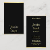 Carte De Visite Moderne Personnalisé Noir Or Manuscrit Script Tend (Devant / Derrière)