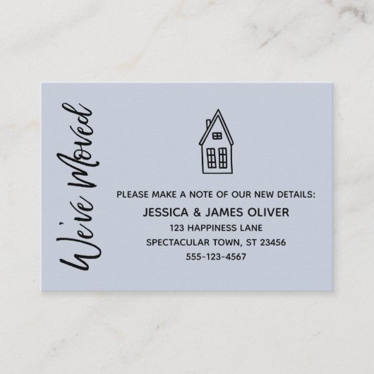 Carte De Visite Moderne, Petite Maison "Nous avons déménagé" Dusty (Devant)