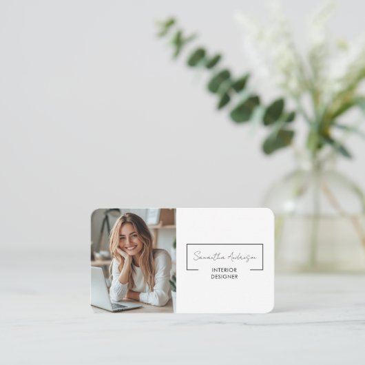 Carte De Visite Moderne | Photo avec code QR (Debout devant)