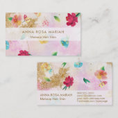 Carte De Visite *~* Moderne Pink Blue Floral Pattern Parties scint (Devant / Derrière)