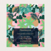 Carte De Visite Moderne Pink Mint Tropical Foliage Design créatif (Intérieur déplié)