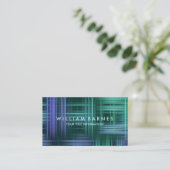 Carte de visite moderne Plaid bleu vert (Debout devant)