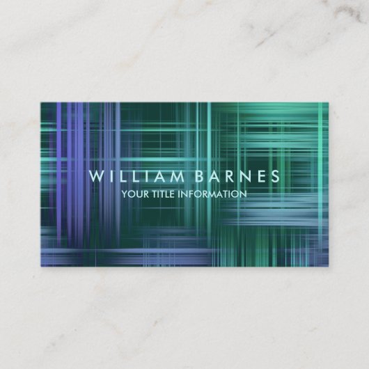 Carte de visite moderne Plaid bleu vert (Devant)