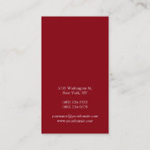 Carte De Visite Moderne Plain Vertical Rouge foncé Design unique (Dos)