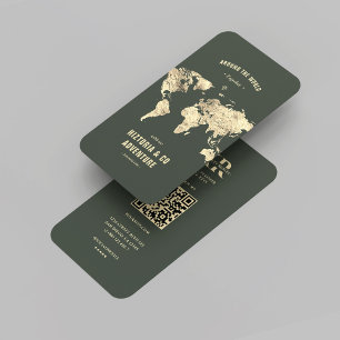 Carte De Visite Moderne Planificateur de voyage Aventure Dark Gree