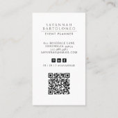 Carte De Visite Moderne Planificateur d'événements Photo QR Code M (Dos)