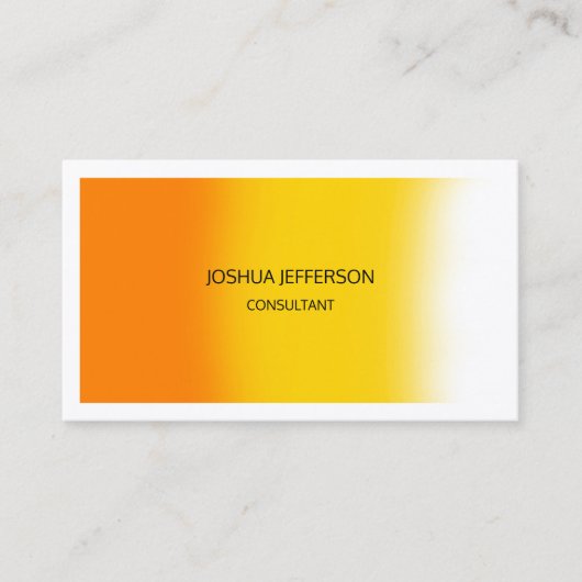 Carte De Visite Moderne Plat Orange Jaune Blanc Deux Côtés (Devant)