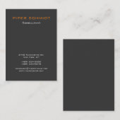 Carte De Visite Moderne Plate Verticale Orange Grey (Devant / Derrière)