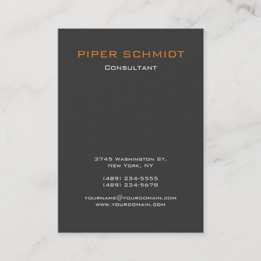 Carte De Visite Moderne Plate Verticale Orange Grey (Devant)