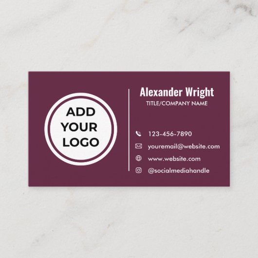 Carte de visite Moderne Plum Berry Ajouter un logo (Devant)