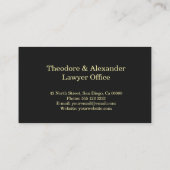 Carte de visite moderne pour avocat noir (Dos)