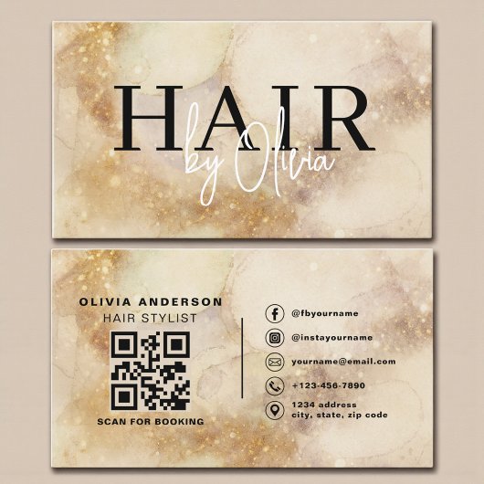 Carte de visite moderne pour coiffeur à l'aquarell