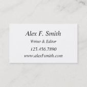 Carte de visite moderne pour le rédacteur écrit (Dos)