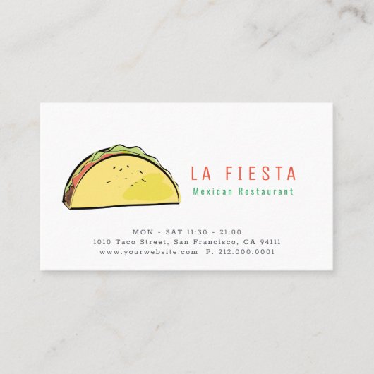 Carte de visite moderne pour restaurant mexicain T (Devant)