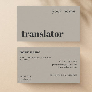 Carte de visite moderne pour traducteur