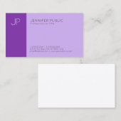 Carte De Visite Moderne Profesdsional Élégant Violet Monogramme Pl (Devant / Derrière)