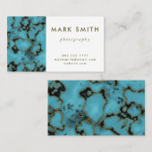 Carte De Visite Moderne Professional Turquoise Stone Gold (Devant / Derrière)