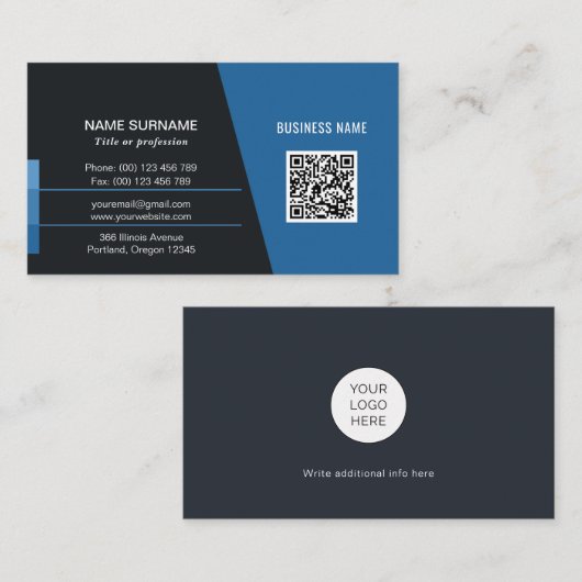 Carte de visite moderne professionnel avec code QR (Devant / Derrière)