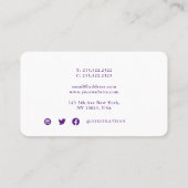 Carte De Visite Moderne Professionnel Blanc clair et Royal violet (Dos)