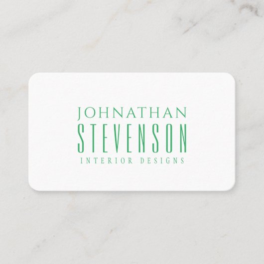 Carte De Visite Moderne Professionnel Blanc clair et vert mer (Devant)