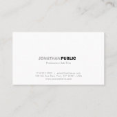 Carte De Visite Moderne Professionnel Blanc Gris Simple (Dos)