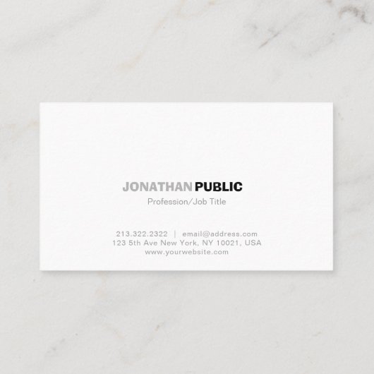 Carte De Visite Moderne Professionnel Blanc Gris Simple (Dos)