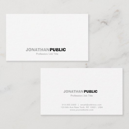 Carte De Visite Moderne Professionnel Blanc Gris Simple (Devant / Derrière)