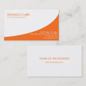 Carte De Visite Moderne Professionnel Blanc Simple Orange (Devant / Derrière)